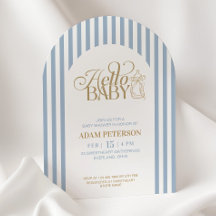 Blå Ränder Ark Vintage Pojke Bebis Shower