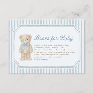 Blå Ränder Teddybjörn Bok för Babypojke Tilläggskort