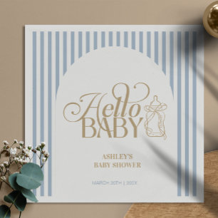 Blå Ränder Valv Barnslig Pojke Baby Shower Pappersservett