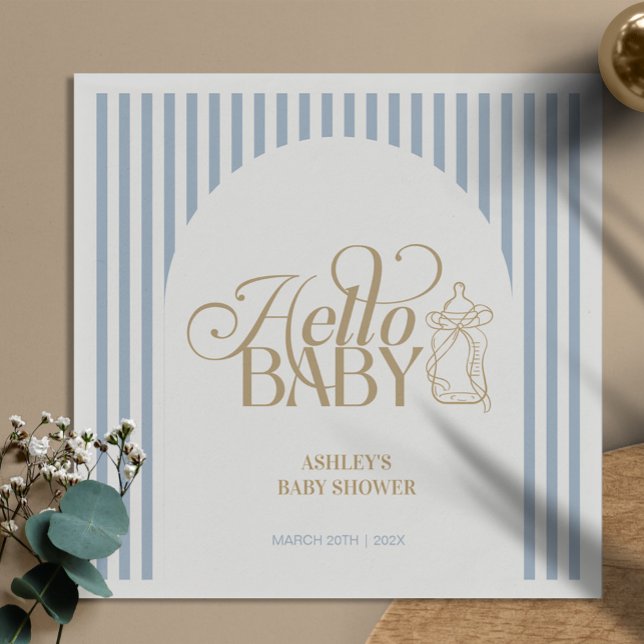 Blå Ränder Valv Barnslig Pojke Baby Shower Pappersservett (Skapare uppladdad)