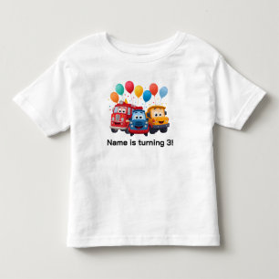 Blå Randig Lastbils Födelsedagstema T Shirt