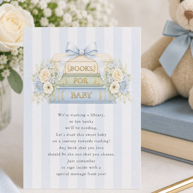 Blå randiga böcker för baby-kort tilläggskort (Skapare uppladdad)