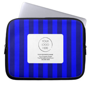 Blå randigt varumärkeslogotyp kampanj för företag laptop fodral