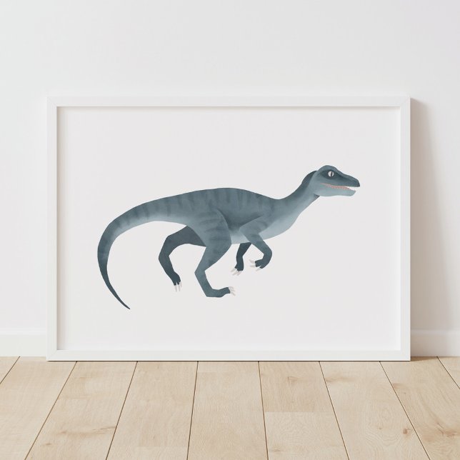 Blå Raptor Dinosaur Barnkammar Poster (Skapare uppladdad)
