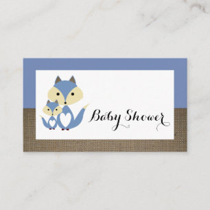 Blå Räv Jute Baby Shower Biljett Inbjudan