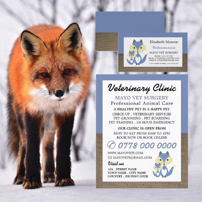 Blå räv, veterinär, veterinärtjänst reklamblad (Skapare uppladdad)