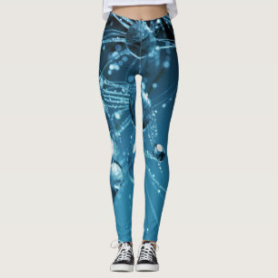 Blå, reflekterande baljformar av droplet Vatten Leggings