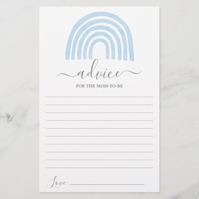 Blå regnbåge råd till den blivande mamman kort (Framsida)