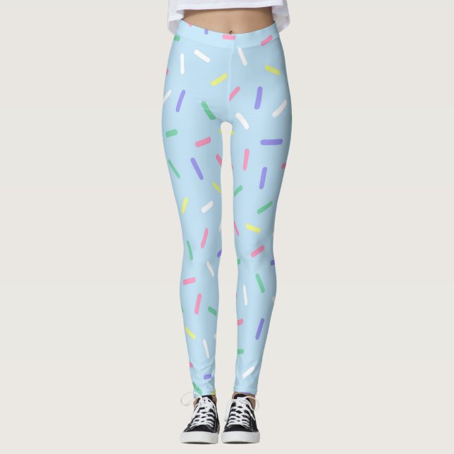 Blå regnbåge sprinkles konetti roligt färglös leggings (Framsida)