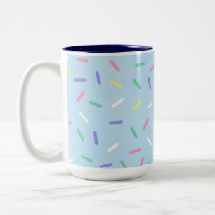 Blå regnbåge sprinkles konetti roligt färglös Två-Tonad mugg