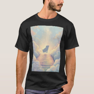Blå Regnbågsbro Mops Minneskonst med Sorg Spellist T Shirt