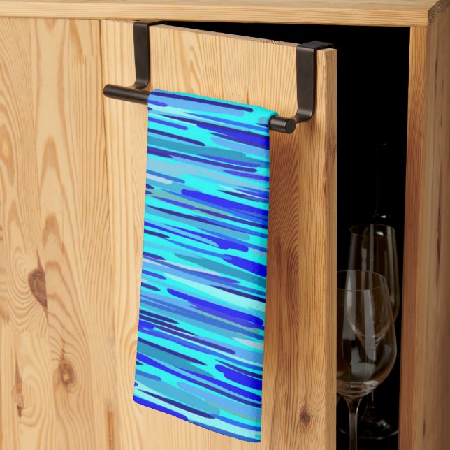 Blå regndroppar, Abstrakt Kökshandduk (Thirds Fold)