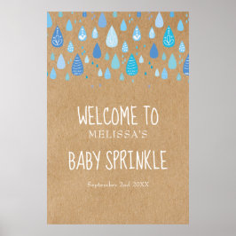 Blå regndroppar, Baby, sprinkle/Shower Välkommen Poster