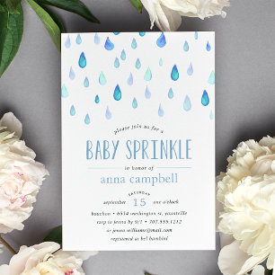 Blå regndroppar Sprinkle-inbjudan för Baby Inbjudningar