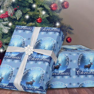 Blå renar snöflingor jul presentpapper