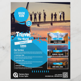 Blå resebyråns Flyer-mall Reklamblad