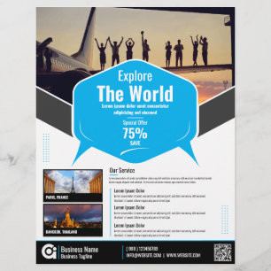Blå resebyråns Flyer-mall Reklamblad