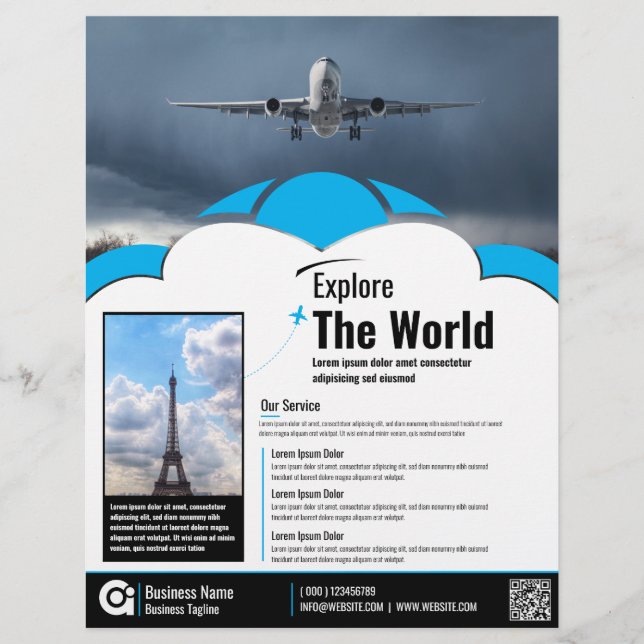 Blå resebyråns Flyer-mall Reklamblad (Framsidan)