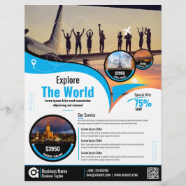 Blå resebyråns Flyer-mall Reklamblad