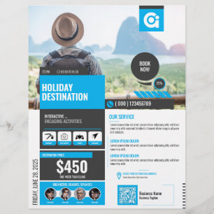 Blå resebyråns Flyer-mall Reklamblad