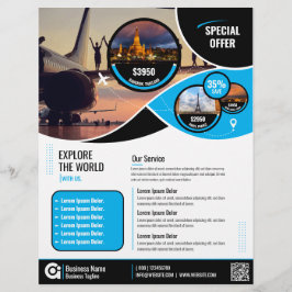 Blå resebyråns Flyer-mall Reklamblad
