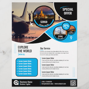 Blå resebyråns Flyer-mall Reklamblad