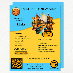Blå resemall för turkos reklamblad