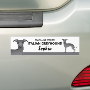 Blå - Reser med min italienska mops Bildekal