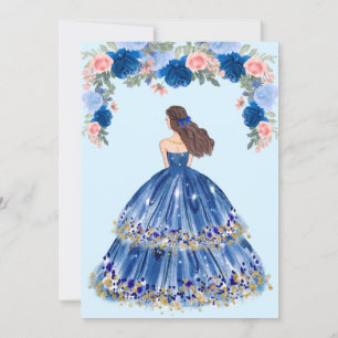 Blå resort och Blommigt quinceanera Inbjudningar