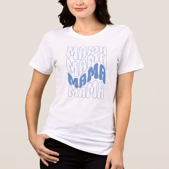 Blå Retro Groovy Söt Mama Mors Dag Mamma   T Shirt (Framsida)