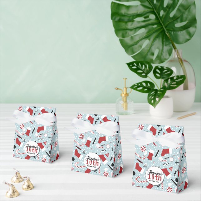 Blå Retro Jul Pepparmynta Födelsedag  Presentaskar (Multipel)