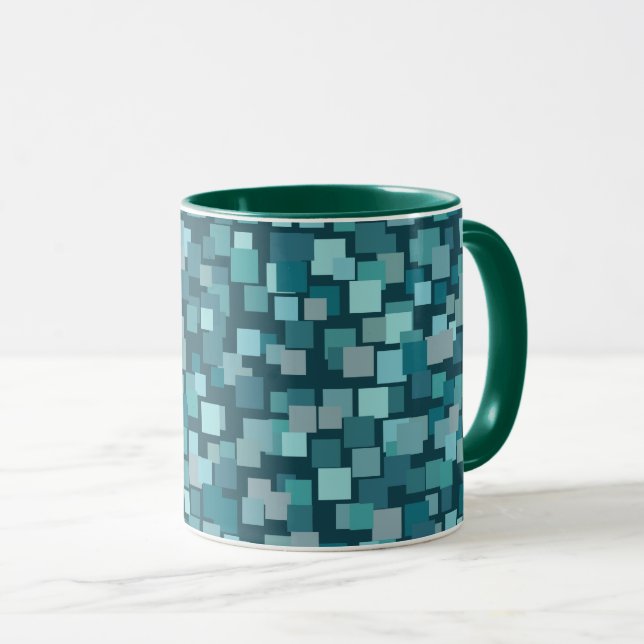 Blå Retro Mosaik Mugg (Framsida höger)