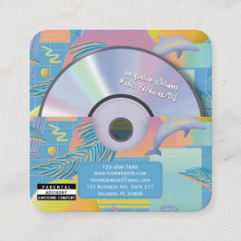 Blå Retro Vaporwave Musikproducent CD DJ Fyrkantigt Visitkort