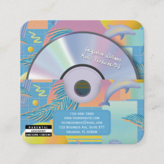 Blå Retro Vaporwave Musikproducent CD DJ Fyrkantigt Visitkort