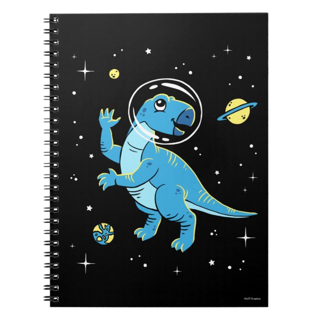 Blå Rhabdodon Dinos in Space Anteckningsbok (Framsidan)