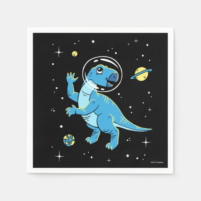Blå Rhabdodon Dinos in Space Pappersservett (Framsidan)