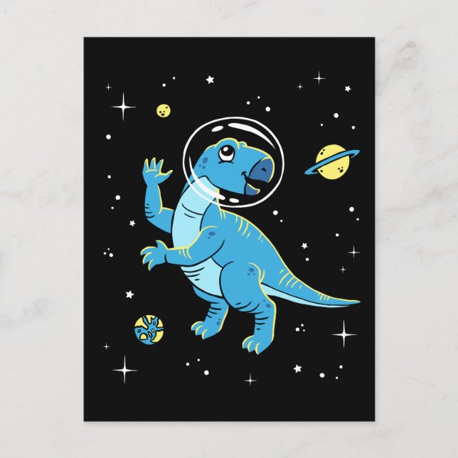 Blå Rhabdodon Dinos in Space Vykort (Framsida)