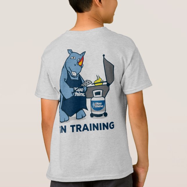 Blå Rhino "Griller in Training" Boys" T Shirt (Baksida)