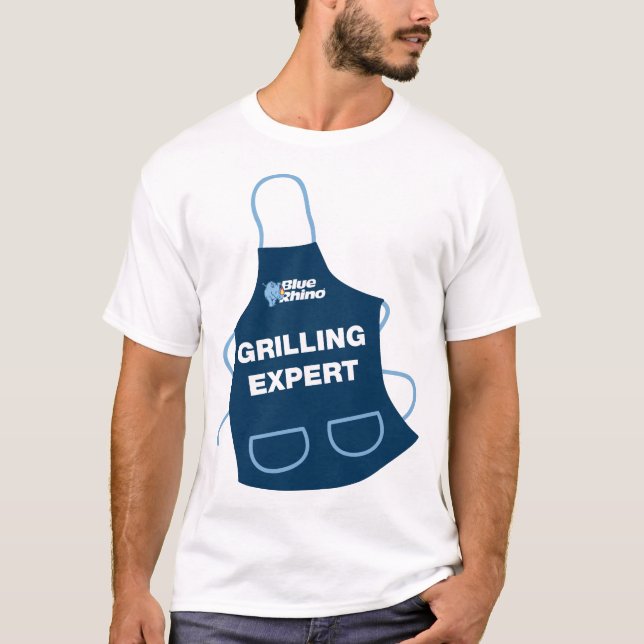 Blå Rhino ’Grilling Expert’-Manarna T Shirt (Framsida)
