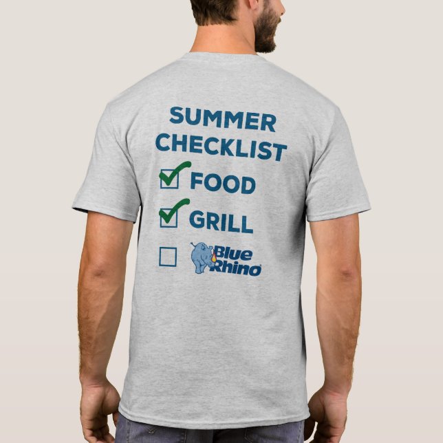Blå Rhino-Manarna "Summer Checklist" T Shirt (Baksida)