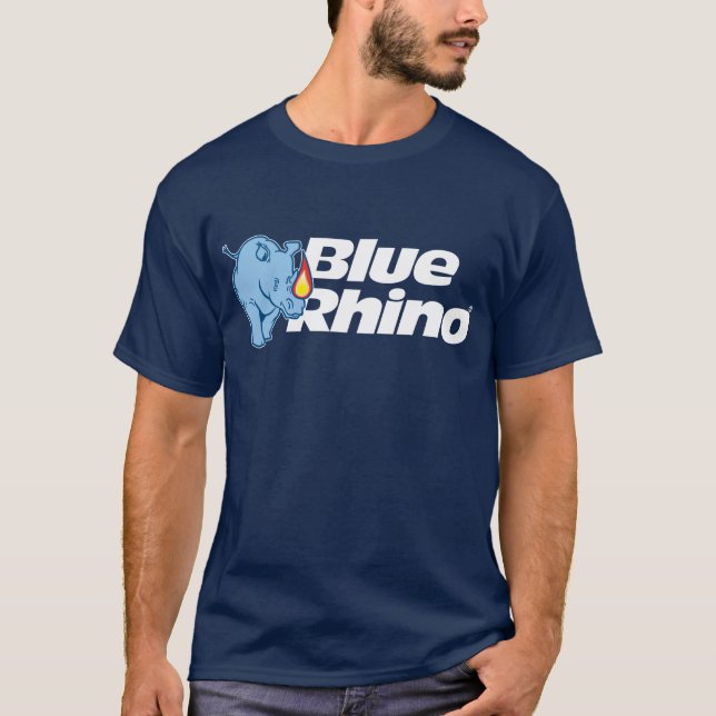 Blå Rhino Mörk Manar T Shirt (Framsida)