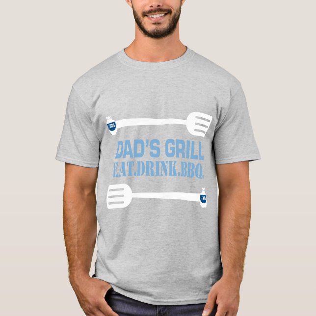 Blå Rhino ’Pappa får grill’ T Shirt (Framsida)
