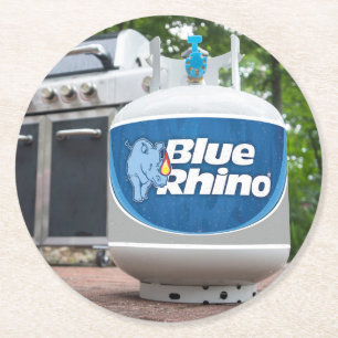 Blå Rhino Underlägg Papper Rund