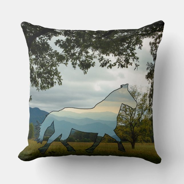 Blå ridge Horse Cades Cove Kudde (Framsida)