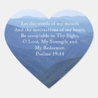 Blå Ridge Mountains Verse Heart Stickers Hjärtformat Klistermärke