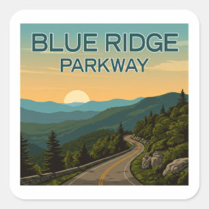 Blå Ridge Parkway liggande Fyrkantigt Klistermärke