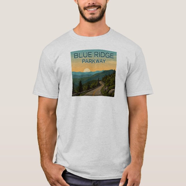 Blå Ridge Parkway liggande T Shirt (Framsida)