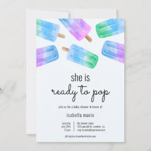 Blå rispinne redo att poppa baby shower inbjudningar