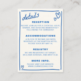 Blå ritad tillsammans Bröllop Tilläggskort