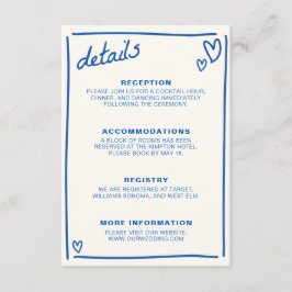 Blå ritad tillsammans Bröllop Tilläggskort